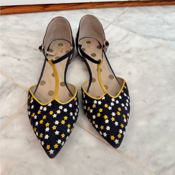 Chie Mihara Boden Navy and Yellow Star Flats - Picture 2 of 3